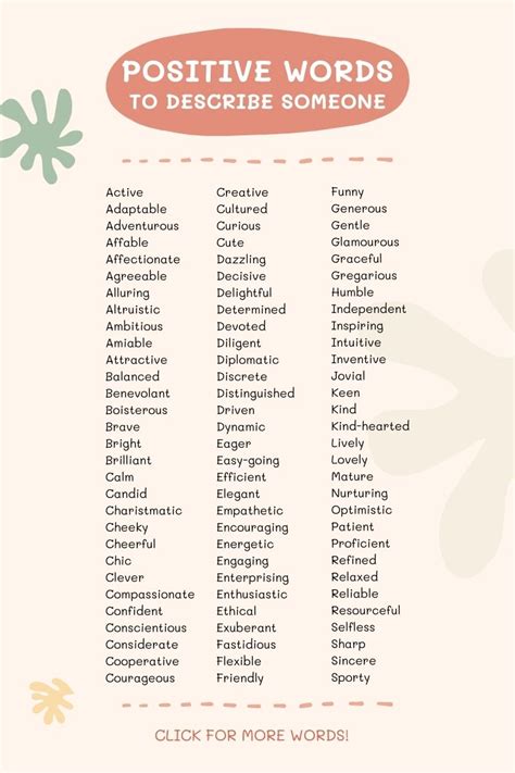 kind words to describe someone.